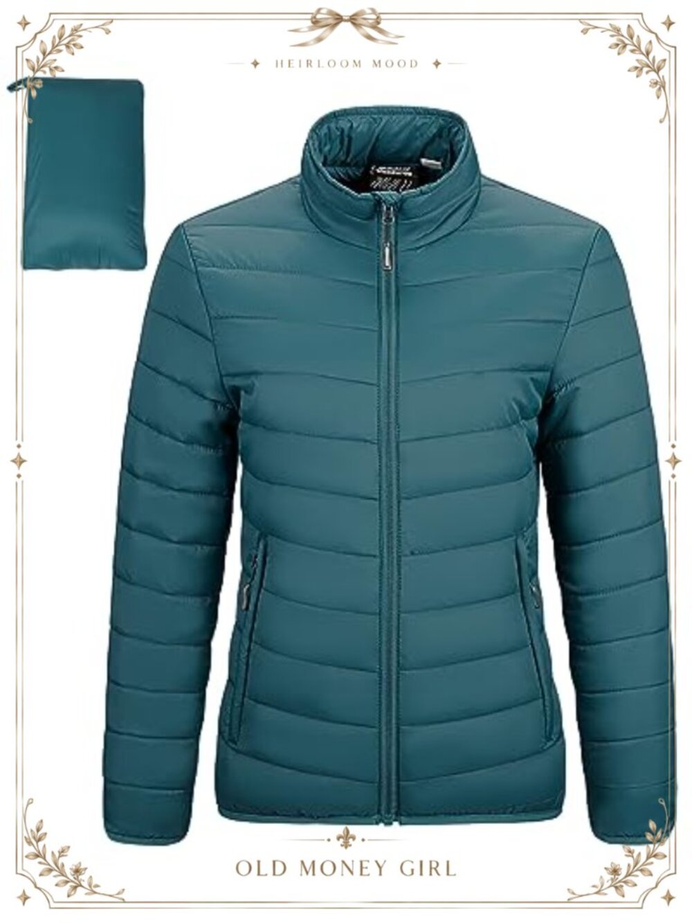 Packable Full-Zip Short Puffer Jacket Insulated Quilted Lightweight Winter Coat